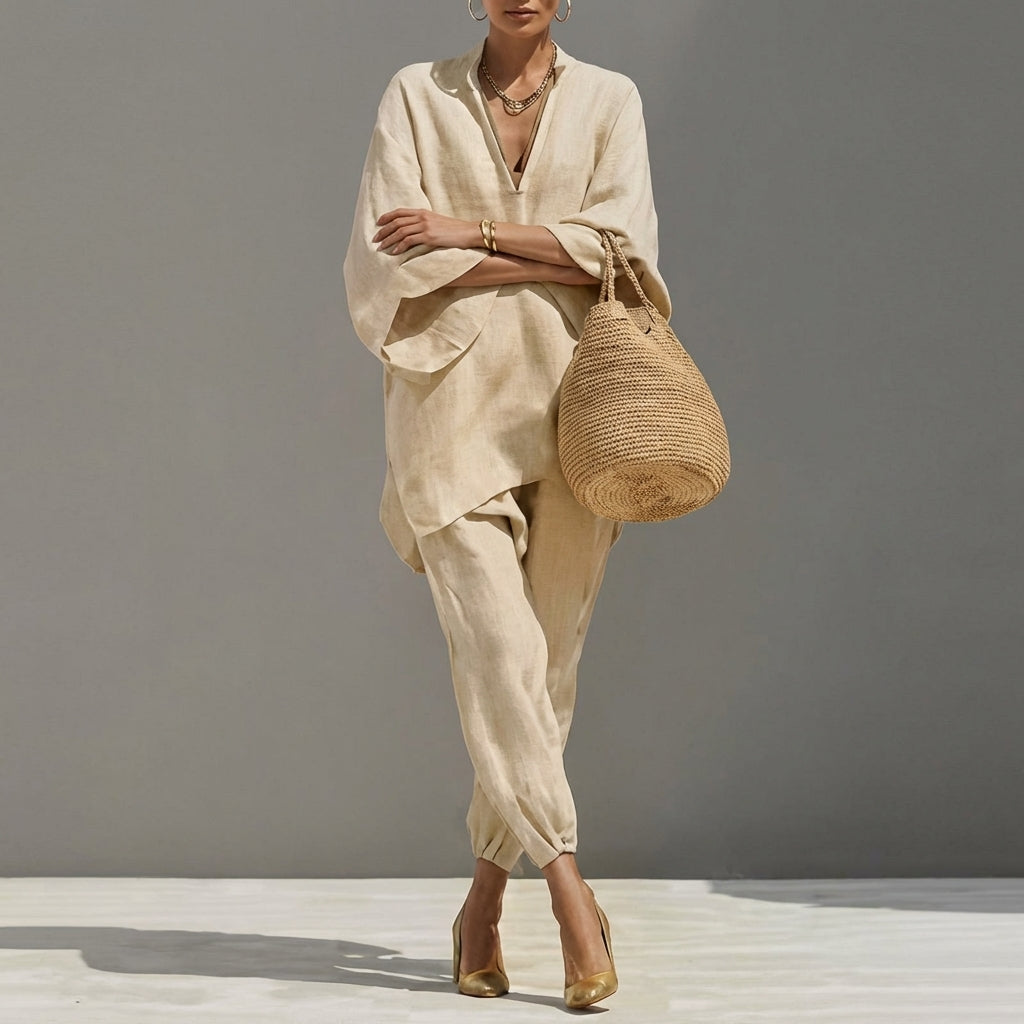 Océane™ | Relaxed V-Neck Two-Piece Set