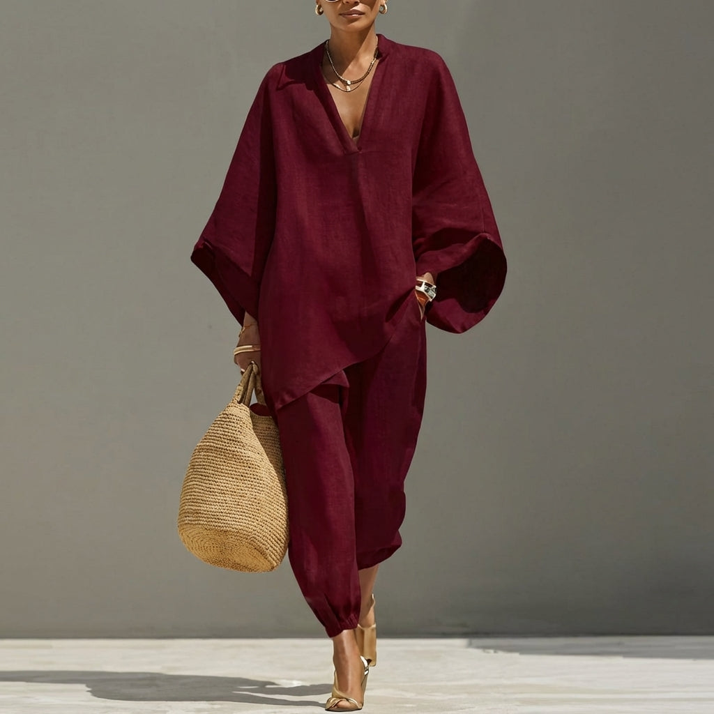 Océane™ | Relaxed V-Neck Two-Piece Set