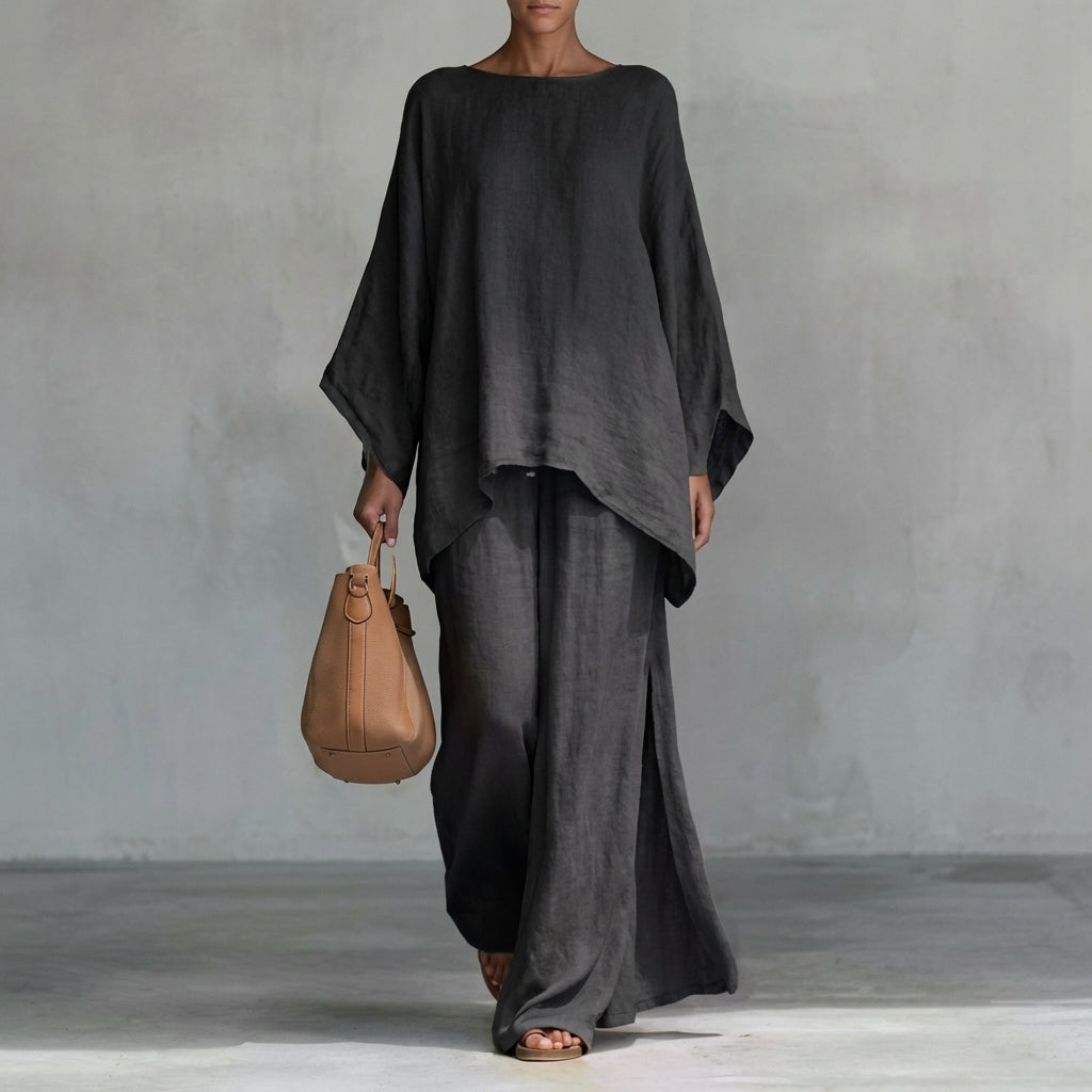 Solène™ | Long Sleeve Wide-Leg Two-Piece Set