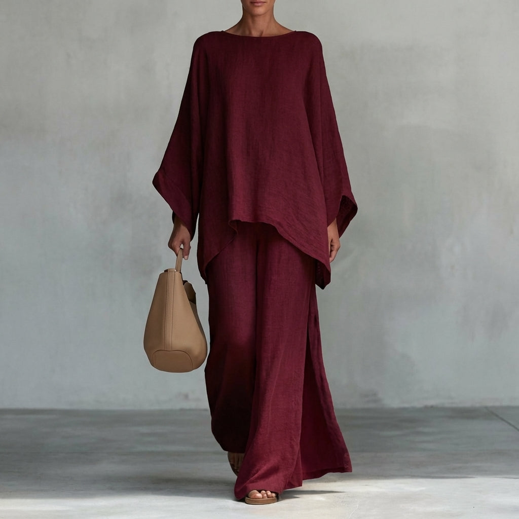 Solène™ | Long Sleeve Wide-Leg Two-Piece Set