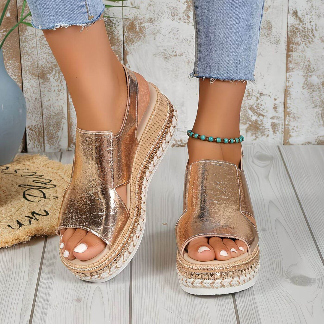 Natalie™| Open Toe Wedge Espadrille Sandals