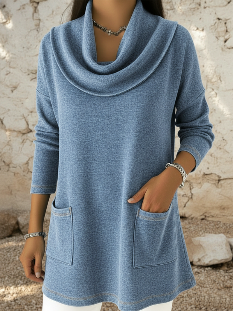 Sophie – Relaxed Cowl Neck Sweater with Pockets