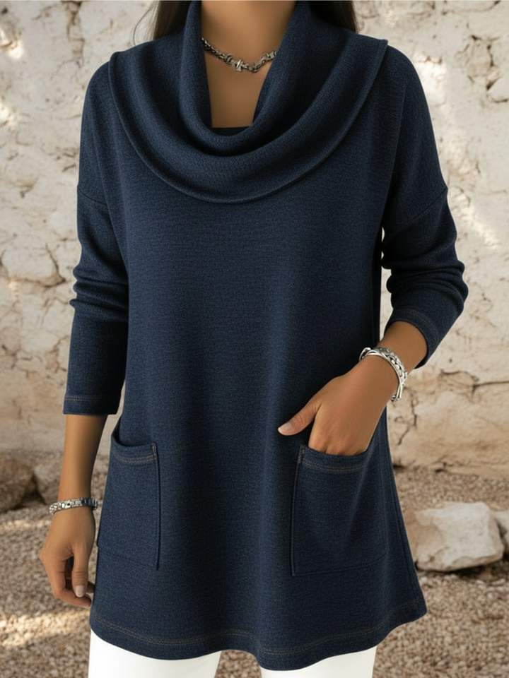 Sophie – Relaxed Cowl Neck Sweater with Pockets