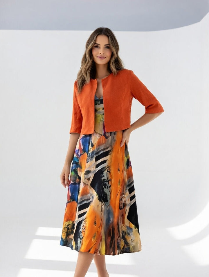 Maéliane™ | Elegant Printed Midi Dress Set