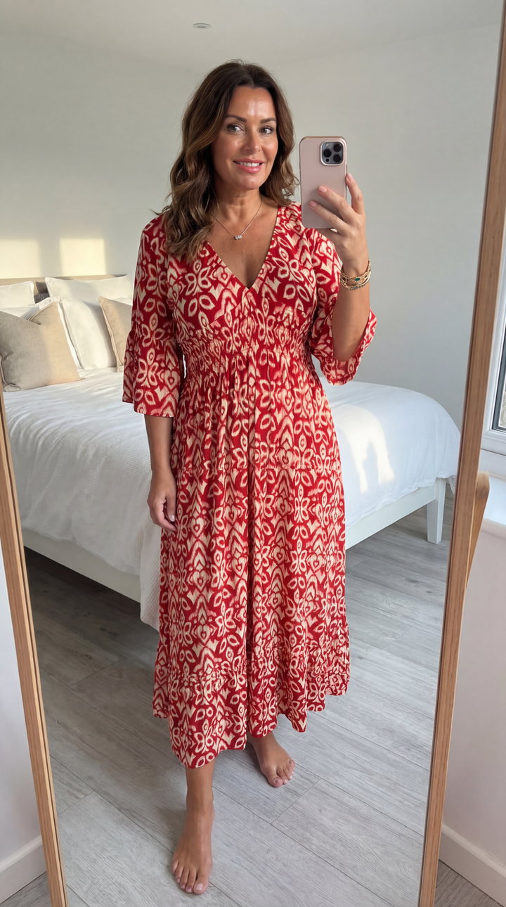 Selene™ | Bohemian Floral Midi Dress