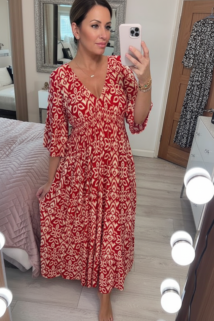 Selene™ | Bohemian Floral Midi Dress