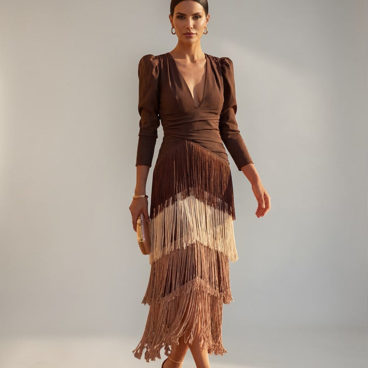 Sofia™ | Fringe V-Neck Dress