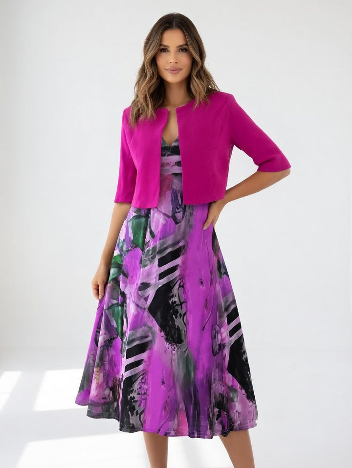 Maéliane™ | Elegant Printed Midi Dress Set