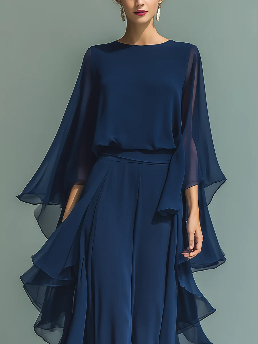 Mave | Navy Chiffon Set