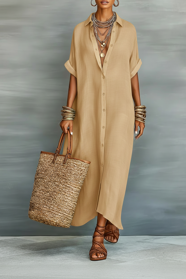 Manelle | Olive Green Minimalist Maxi Dress