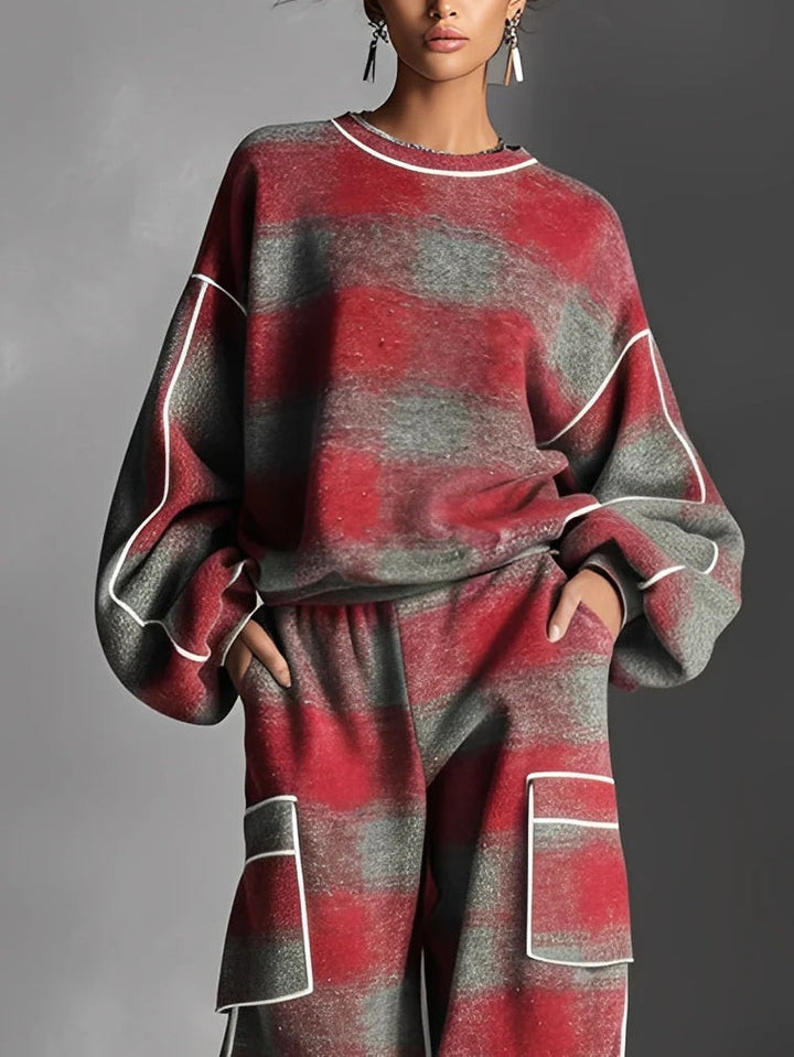 Red & Grey Plaid Two-Piece Set