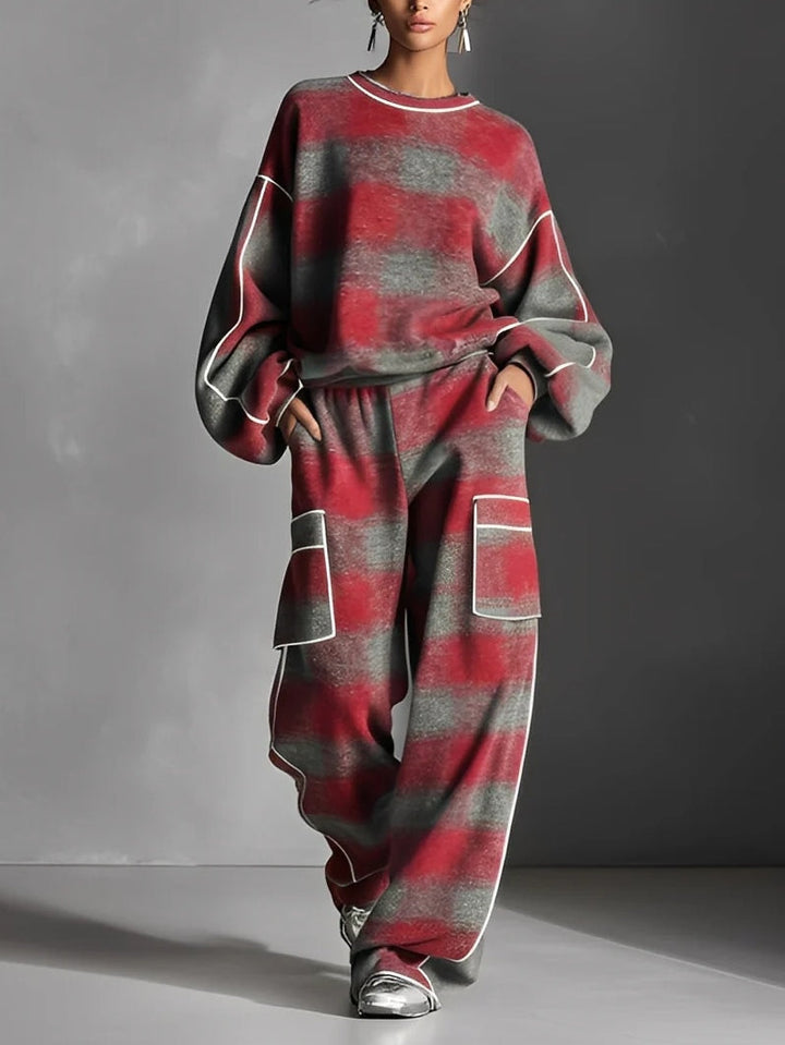 Red & Grey Plaid Two-Piece Set