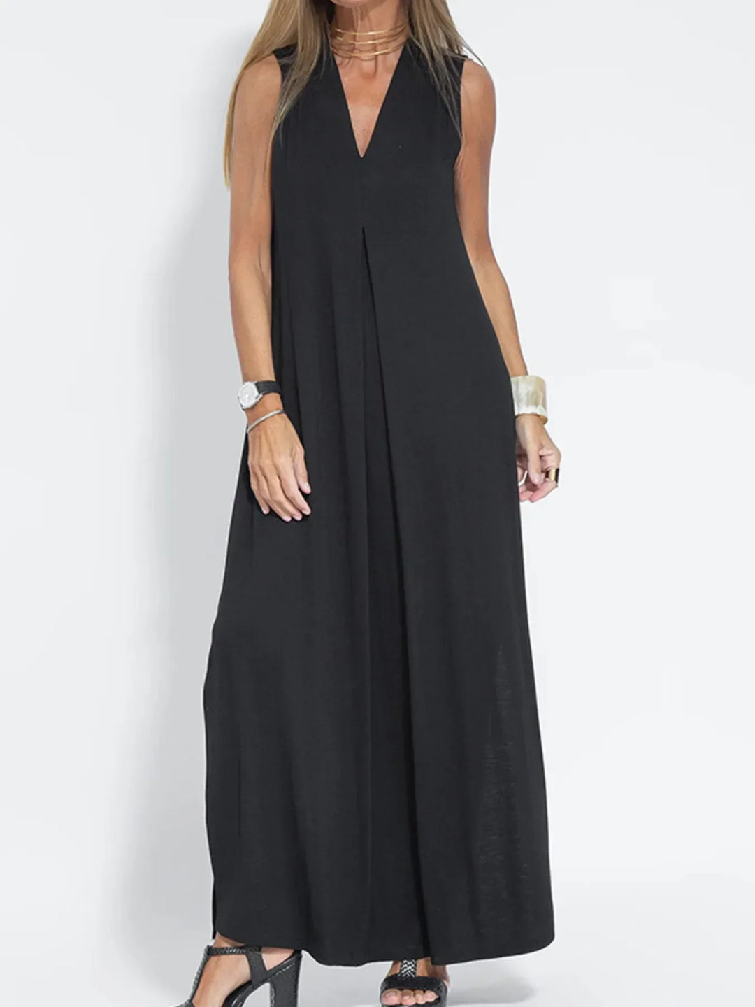 Full Size V-Neck Sleeveless Maxi Dress with Slit Plus Size