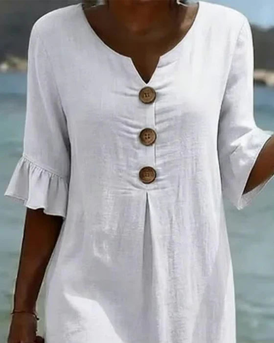 Camille | Linen Cotton Midi Dress