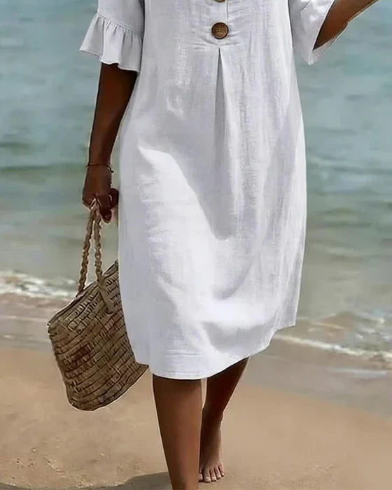 Camille | Linen Cotton Midi Dress