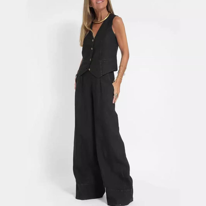 Tailored Vest & Wide-Leg Cotton Set