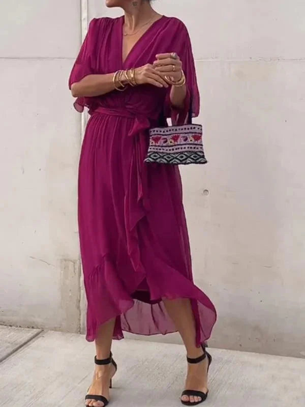 Flowing V-Neck Midi Dress