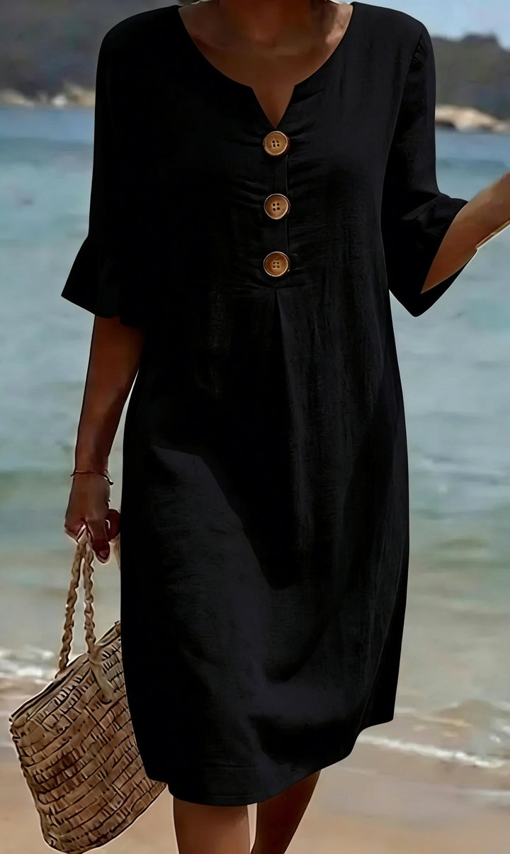 Camille | Linen Cotton Midi Dress