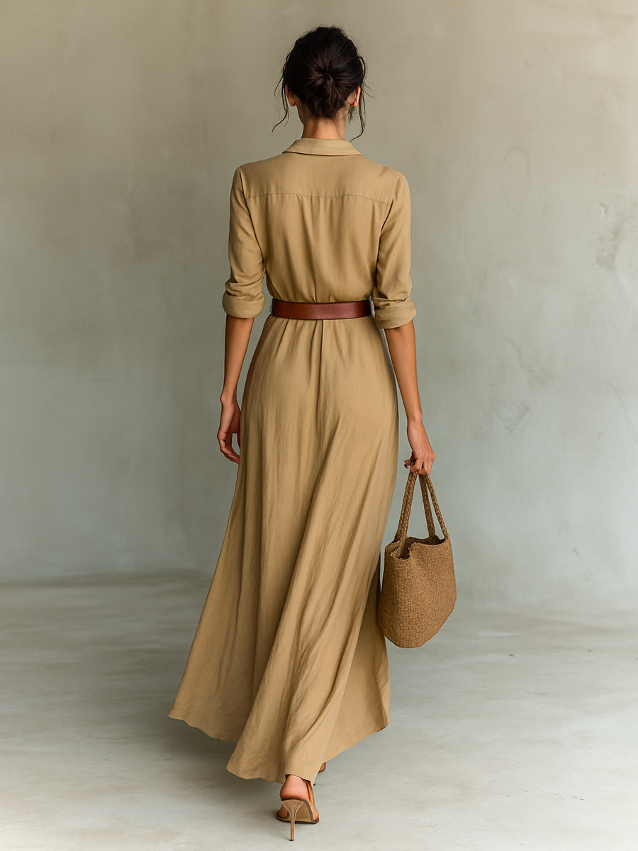 Rowena™ | Elegant Belted Maxi Dress