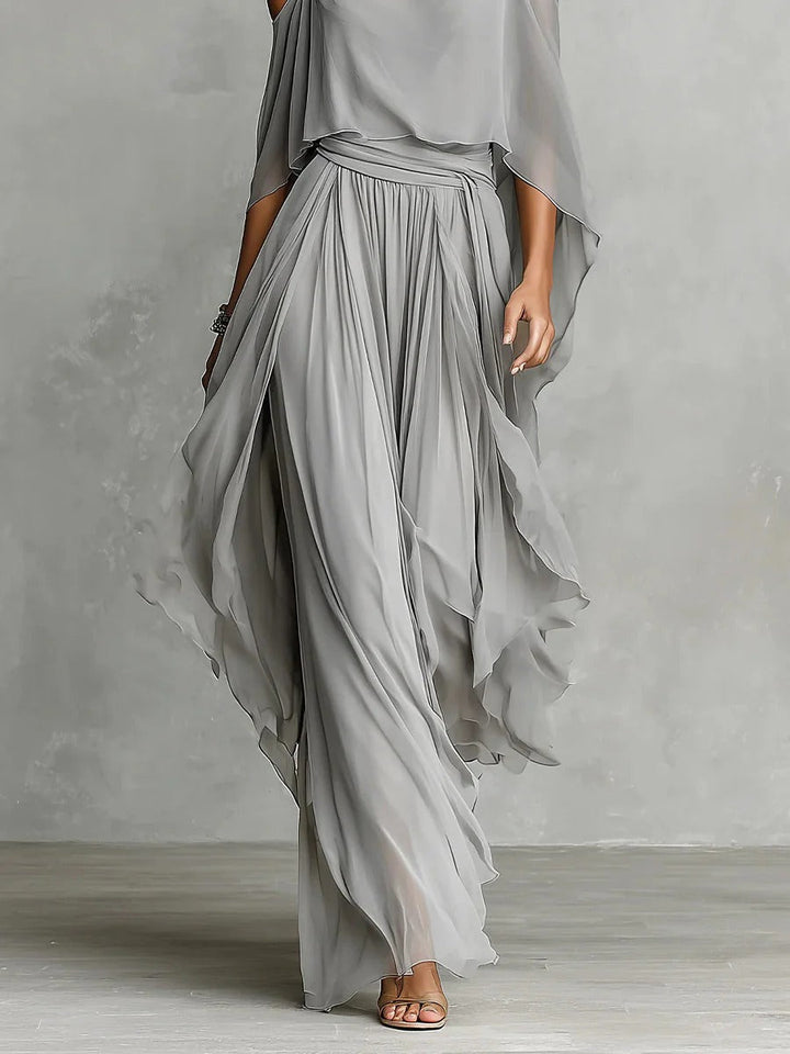 Isabela™ | Grey Flowing Strap Top Lightweight Pants Set