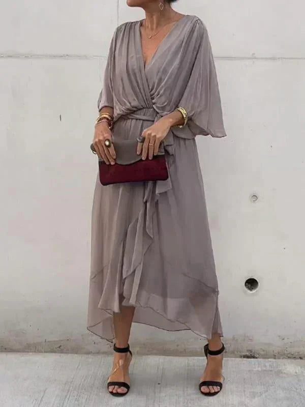 Flowing V-Neck Midi Dress