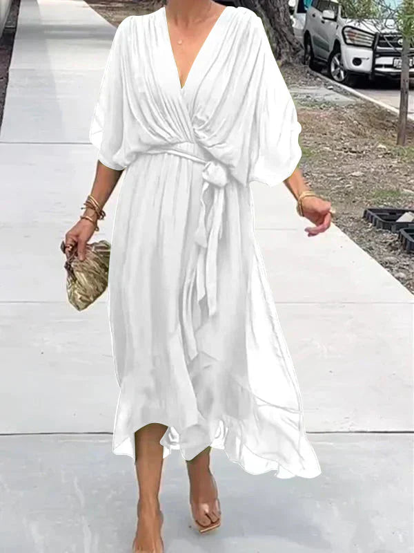 Flowing V-Neck Midi Dress