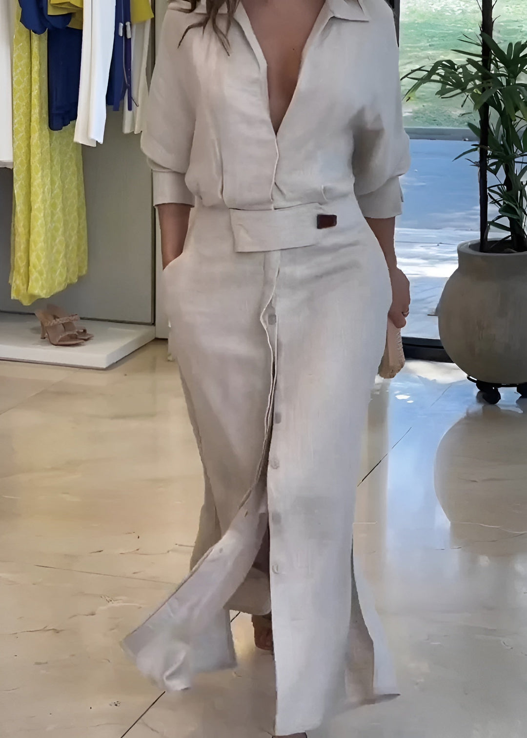 Jeanette™ | Pure Linen Maxi Dress