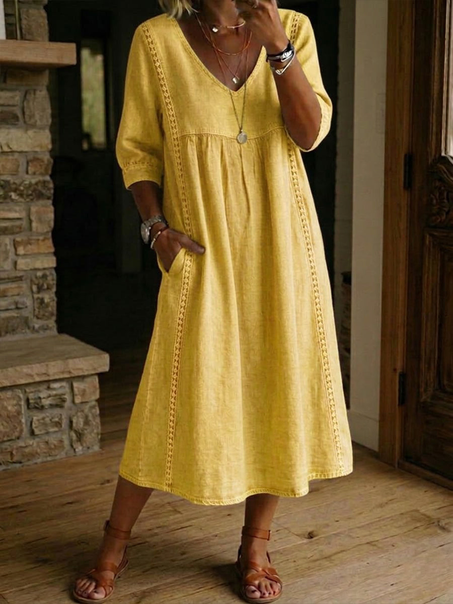Jennifer™ | 3/4 Sleeve A-Line Maxi Dress
