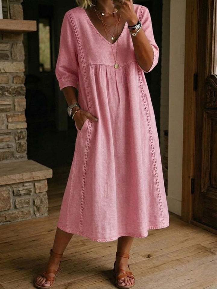 Jennifer™ | 3/4 Sleeve A-Line Maxi Dress