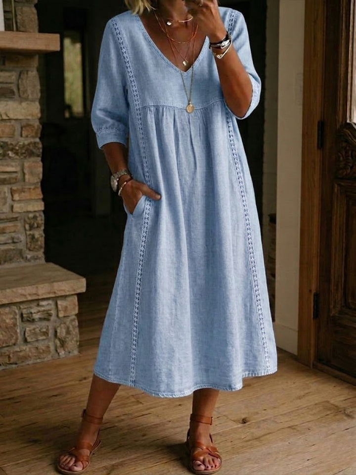 Jennifer™ | 3/4 Sleeve A-Line Maxi Dress