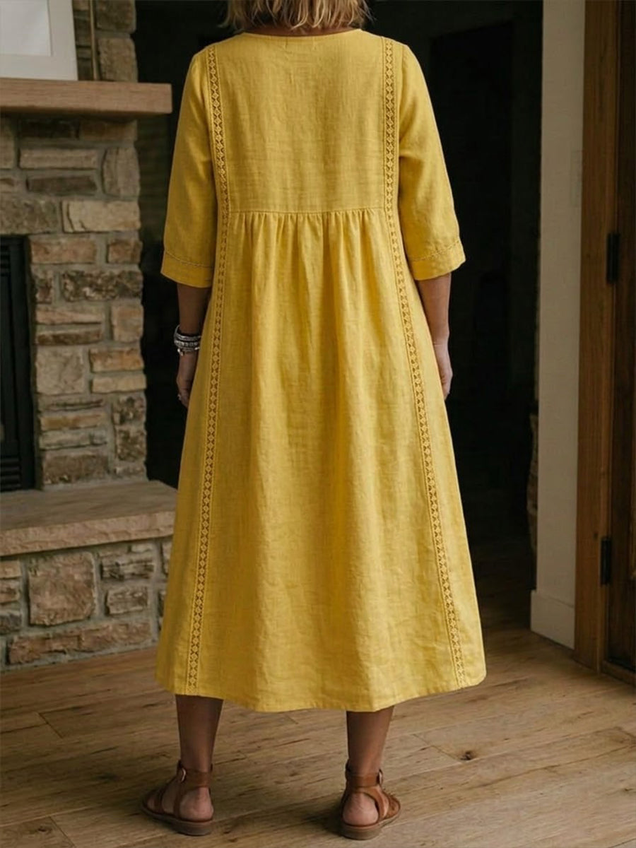 Jennifer™ | 3/4 Sleeve A-Line Maxi Dress