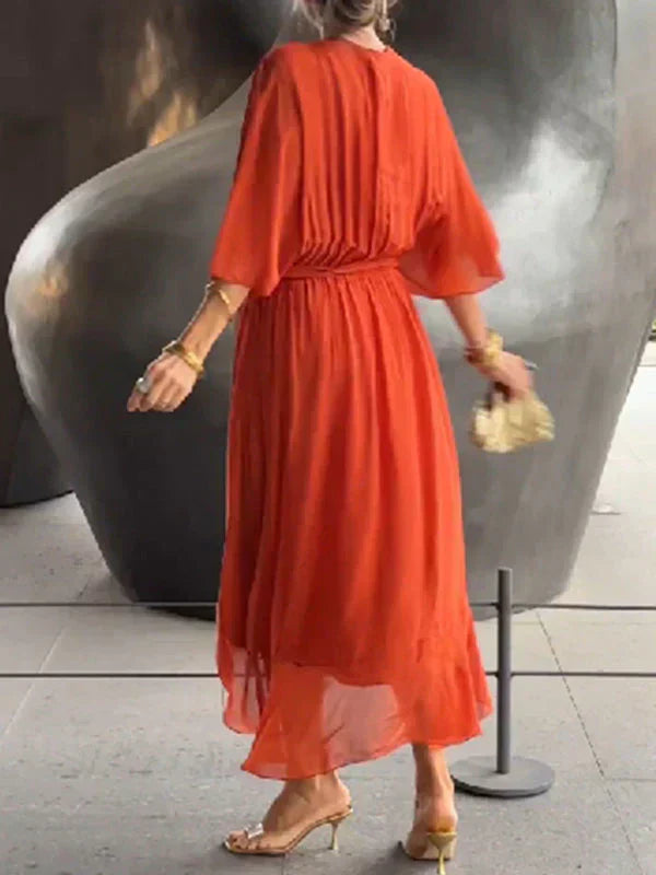 Flowing V-Neck Midi Dress