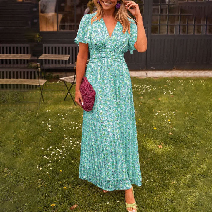 Elegant V-Neck Floral Dress