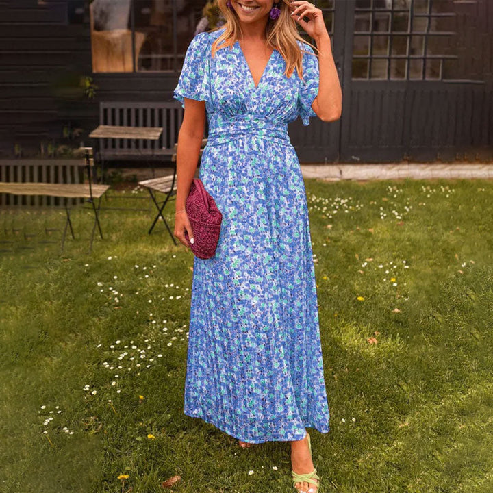 Elegant V-Neck Floral Dress