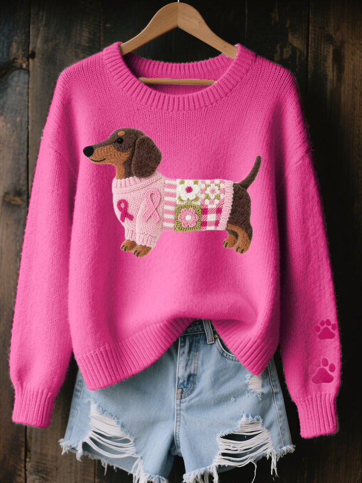 Naoni - Dachshund Knit Sweater with Felt Wool Detail