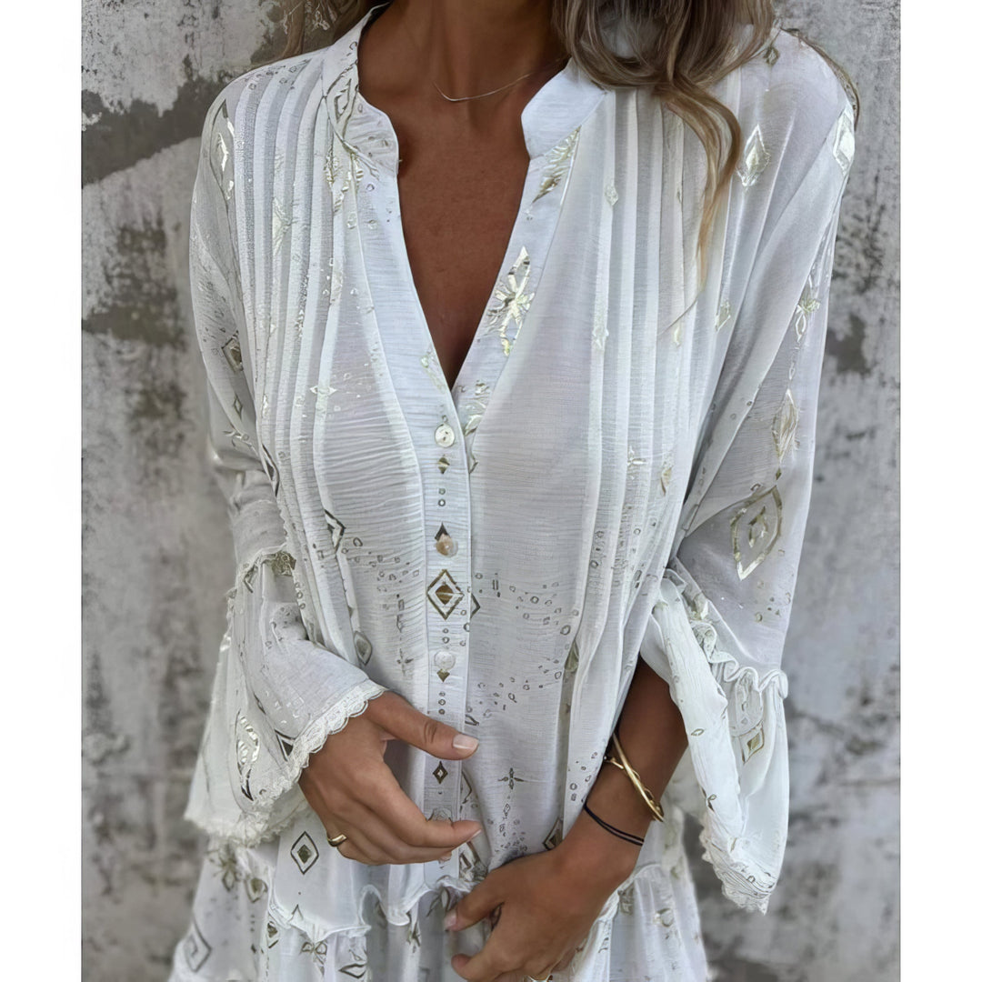 GAYLE™ | Boho Gilded Midi Dress